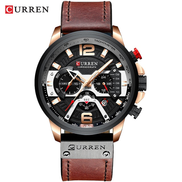 Leather Chronograph Wristwatch