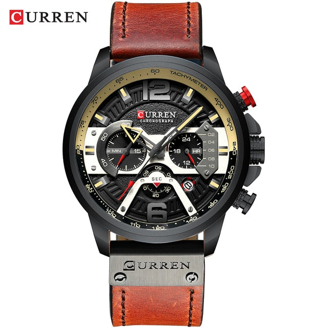 Leather Chronograph Wristwatch