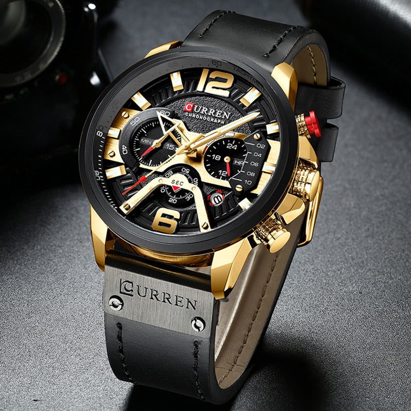 Leather Chronograph Wristwatch