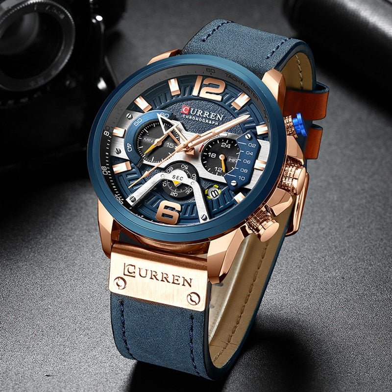 Leather Chronograph Wristwatch